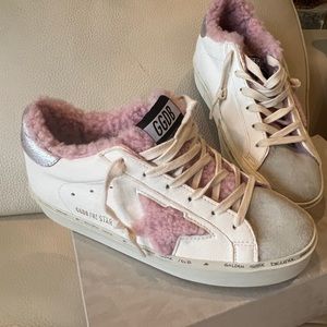 Golden Goose, unworn,  sneakers with pink shearling, size 39.